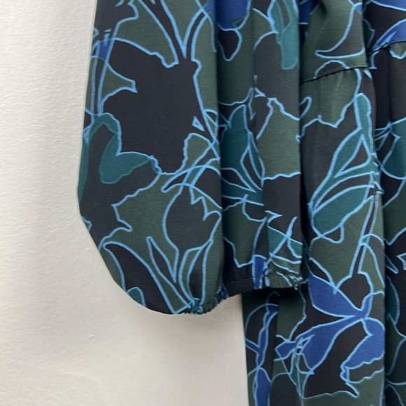 Logo By Lori Goldstein Women’s 1X Button Up Long Sleeve Print Tunic Blouse - Picture 6 of 7